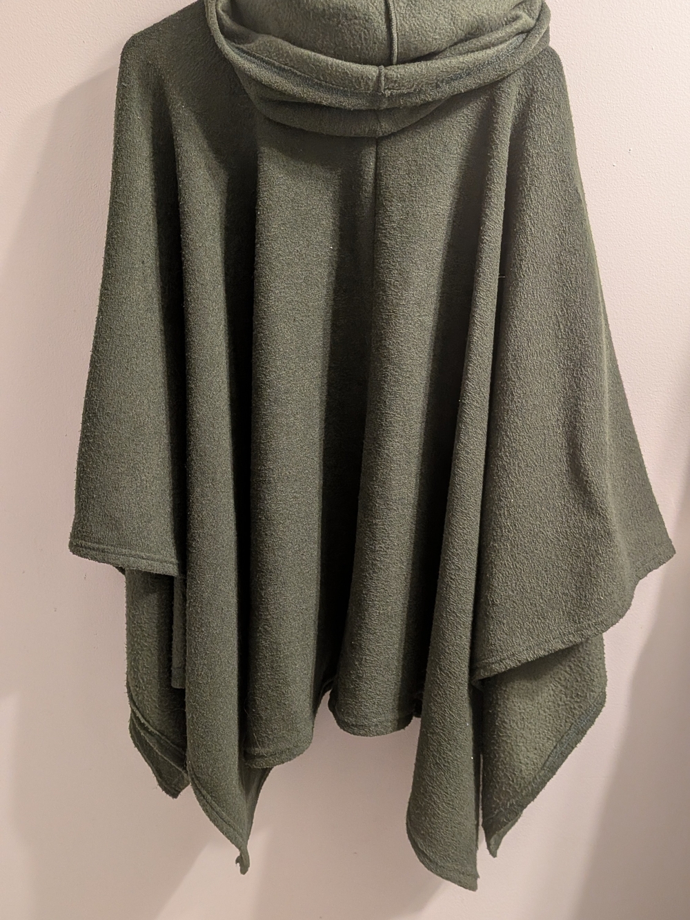 Vintage Awesome Wear Hooded Fleece Poncho Olive Green Made in USA